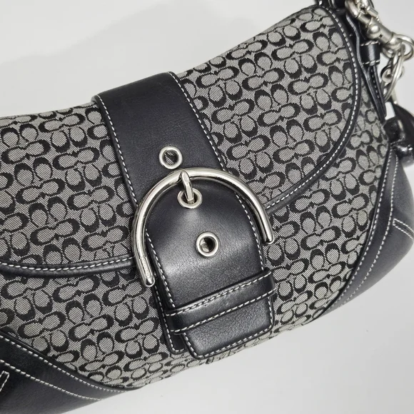 EXCELLENT VINTAGE COACH Y2K MINI SIGNATURE SOHO BUCKLE FLAP SHOULDER BAG 6818 - Picture 3 of 11